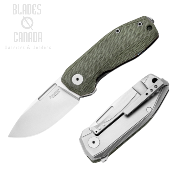 Lion Steel Nano Flipper Framelock Knife, CPM Magnacut, Titanium/Micarta Green, NA01 CVG